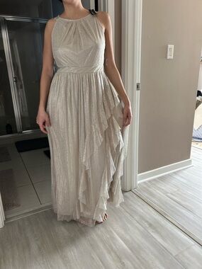 Elegant Shimmery Cream Maxi Dress